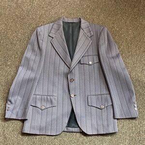 Vintage 1970’s Western Gray Patterned Men's Blazer